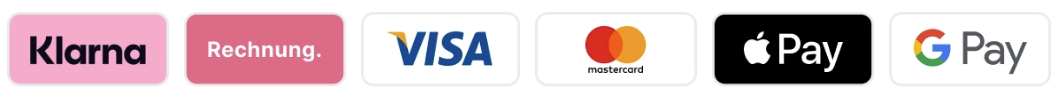 Klarna, Rechnung, Visa, Mastercard, Apple Pay und Google Pay